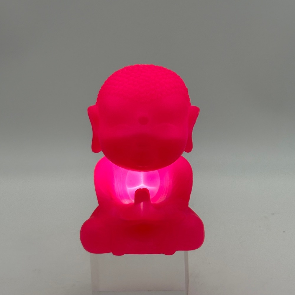 Neon Pink Buddha Figurine Glowing Meditating Statue Home Decor Accent